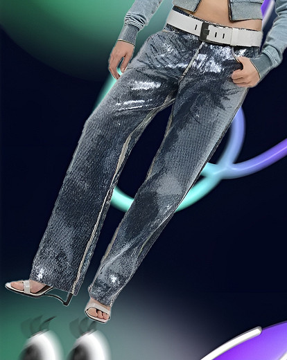 Джинсы с пайетками — самый нарядный тренд зимы: как их правильно стилизовать