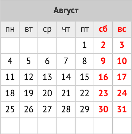 Праздники и праздничные выходные в августе 2025 года: календарь событий