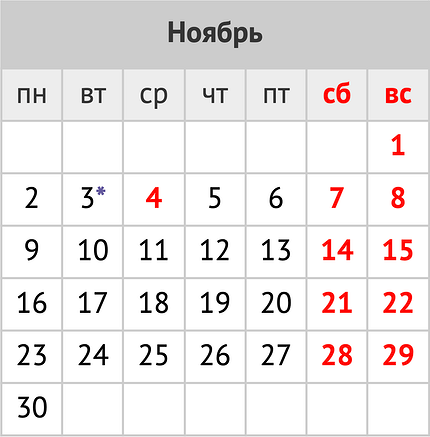 Праздники и праздничные выходные в ноябре 2026 года: календарь событий