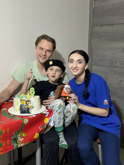 С мужем и сыном